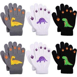6 Pairs Kids Warm Magic Gloves Winter Stretchy Knit Gloves